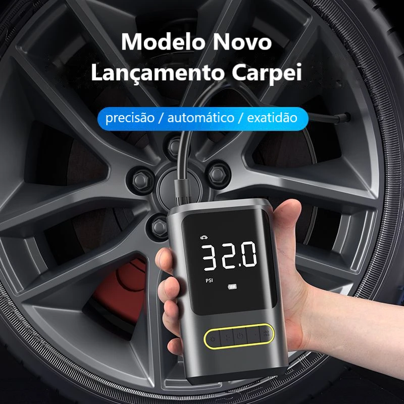 Mini compressor de ar portátil e recarregável - Pneu de carro, bicicleta, bolas, boias e muito mais - Encher e calibrar - Imagem 2